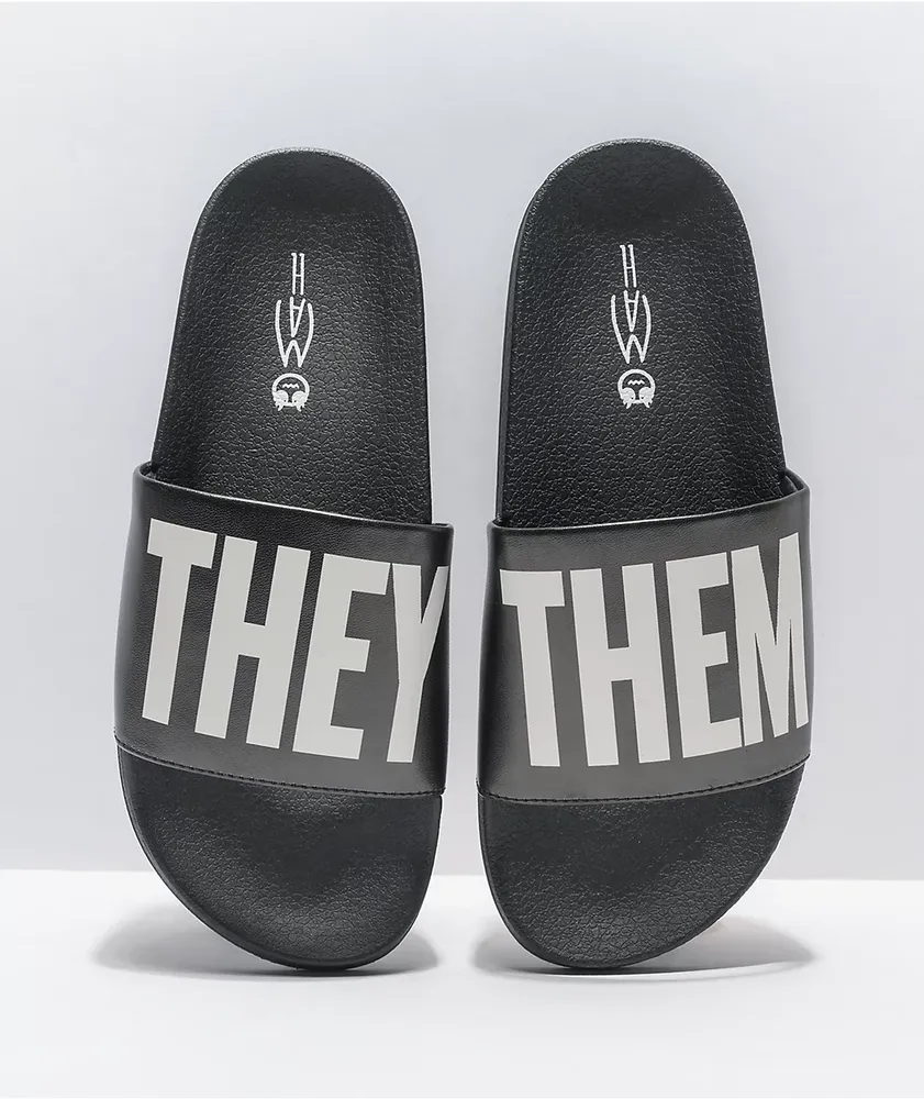 The Phluid Project They Them Black & White Slide Sandals