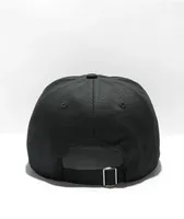 There Flower Embroidered Black Strapback Hat