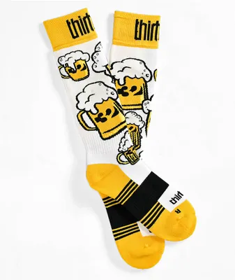 ThirtyTwo Double White & Yellow Snowboard Socks