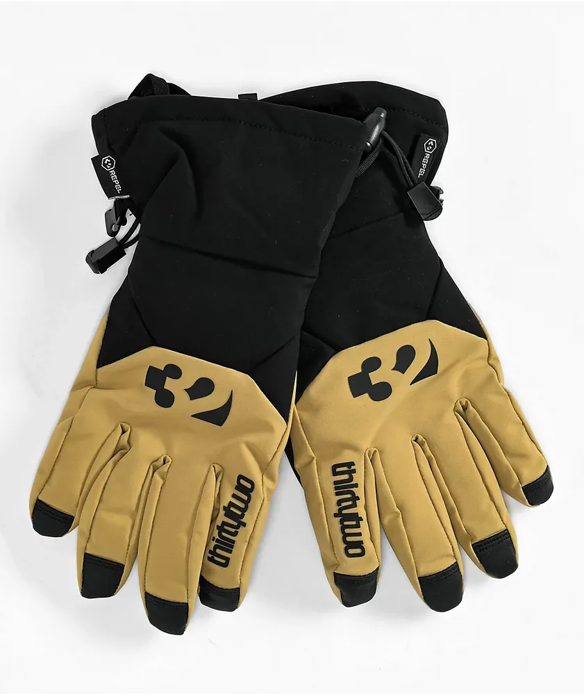 ThirtyTwo Lashed Black & Khaki 15K Snowboard Gloves