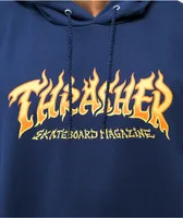 Thrasher Fire Logo Navy Hoodie