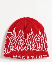 Thrasher Fire Outlined Red Skully Beanie