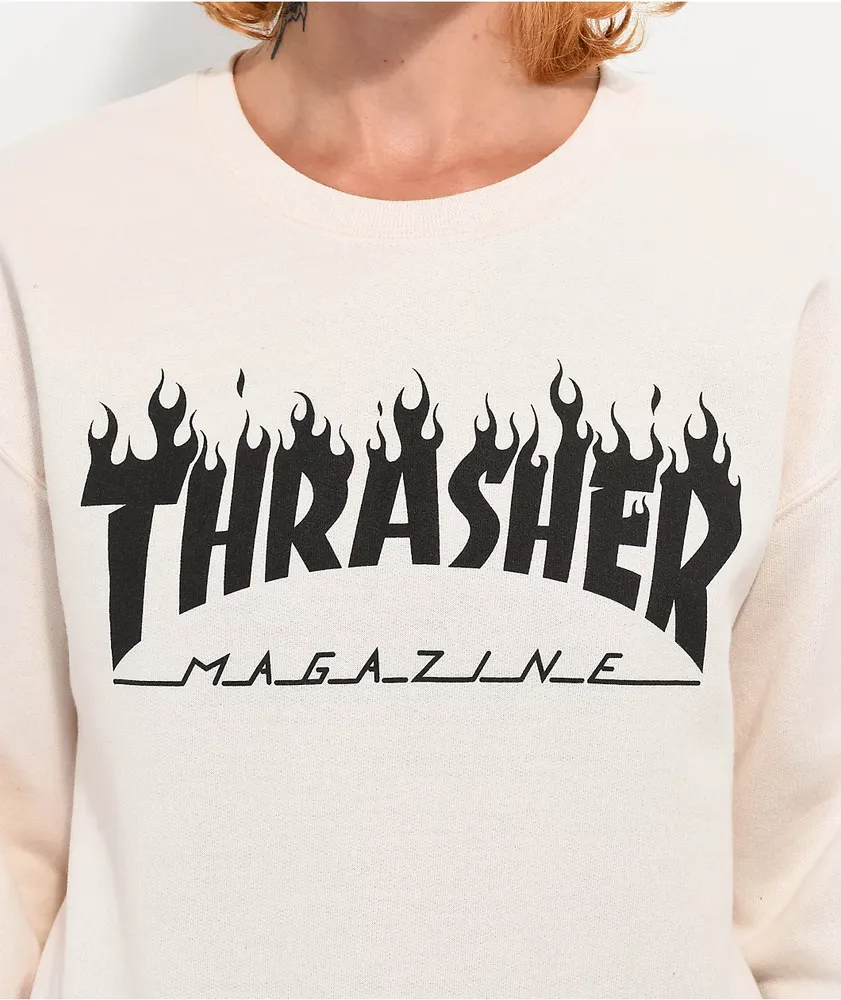 Thrasher Flame Beige Crewneck Sweatshirt