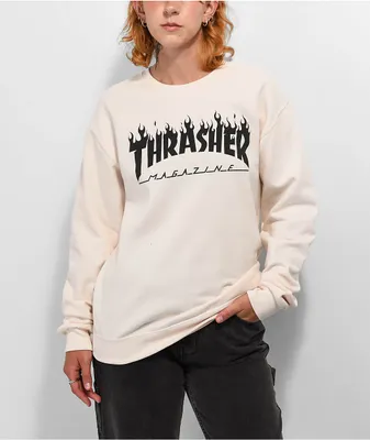 Thrasher Flame Beige Crewneck Sweatshirt
