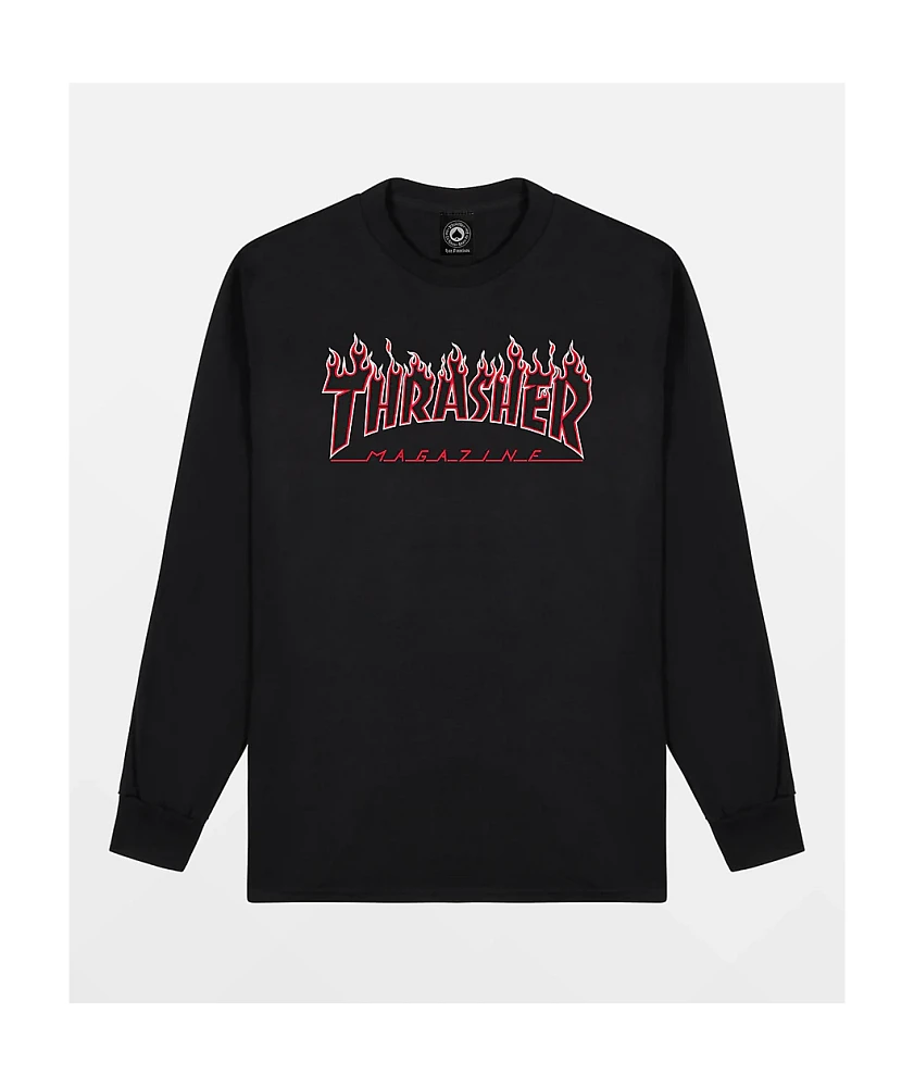 Thrasher Flame Black Long Sleeve T-Shirt