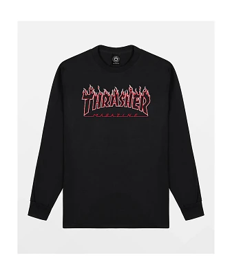 Thrasher Flame Black Long Sleeve T-Shirt