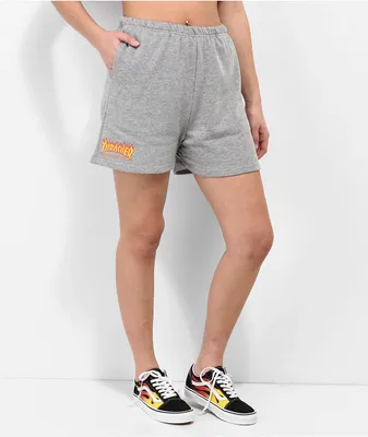 Thrasher Flame Logo Grey Sweat Shorts