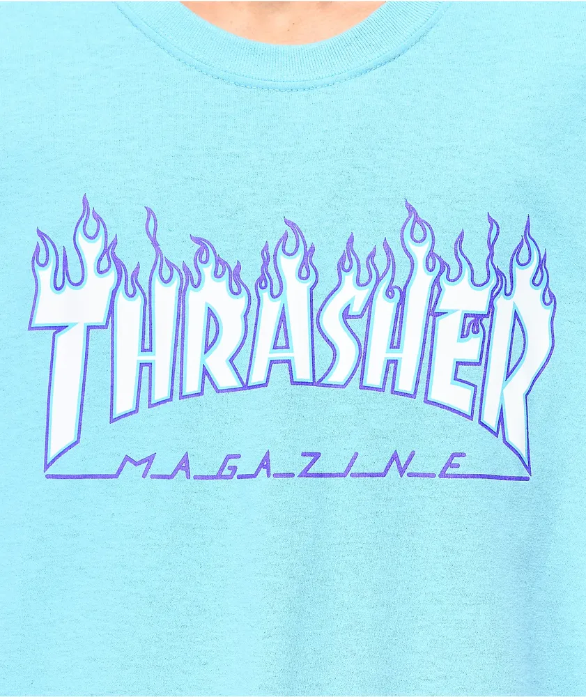 Thrasher Flame Sky Blue T-Shirt