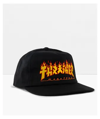 Thrasher Godzilla Flame Black Snapback Hat