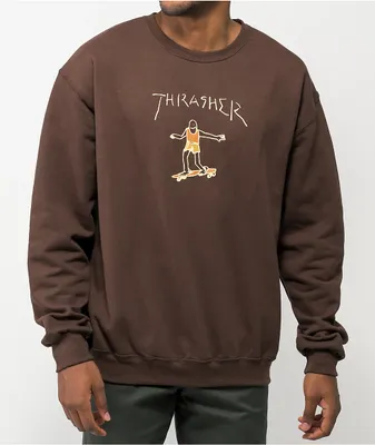 Thrasher Gonz Logo Brown Crewneck Sweatshirt