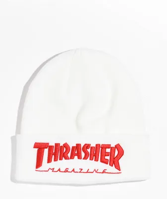 Thrasher Magazine White & Red Beanie
