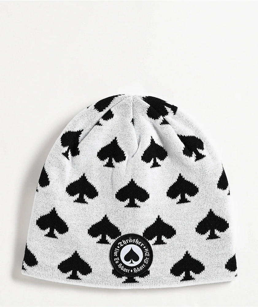 Thrasher Oath Spade White Skully Beanie