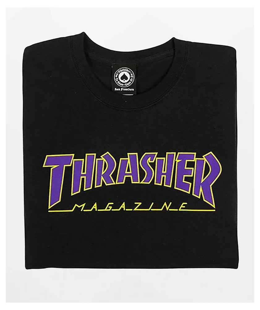 Thrasher Outlined Black & Purple T-Shirt