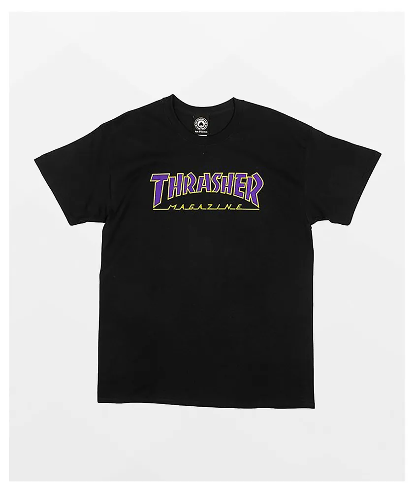 Thrasher Outlined Black & Purple T-Shirt