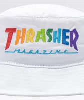 Thrasher Rainbow White Bucket Hat