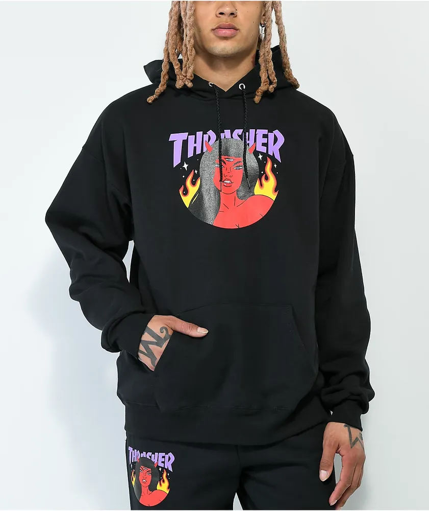 Thrasher Roja Black Hoodie