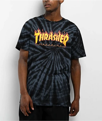 Thrasher Tie Dye Flame Grey T-Shirt
