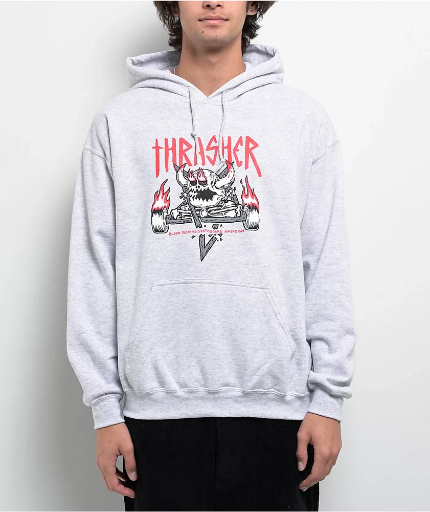 Thrasher x Toy Machine Monster Gram Heather Grey Hoodie