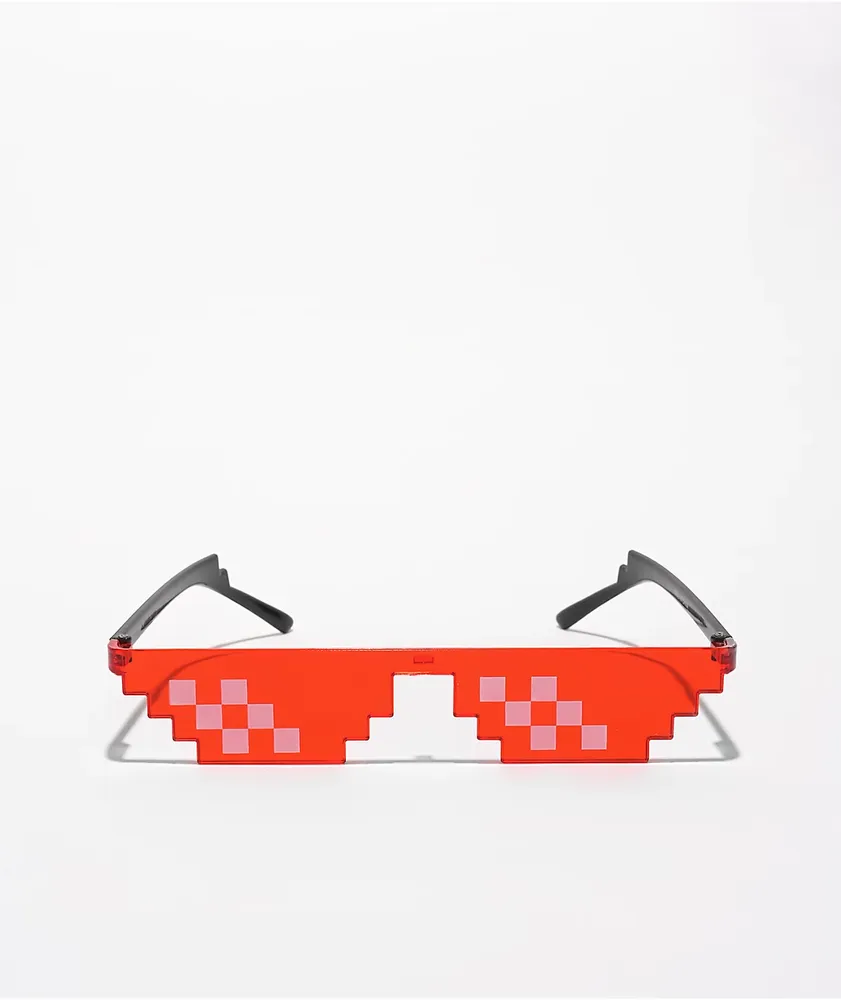 Thug Life Red Pixelated Sunglasses