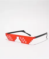 Thug Life Red Pixelated Sunglasses