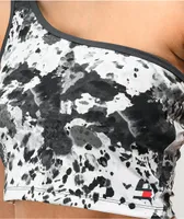 Tommy Hilfiger One Shoulder Leopard Black & White Tie Dye Crop Top