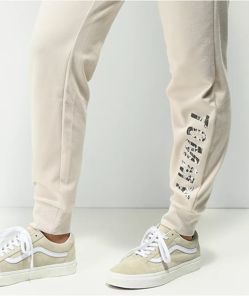 Tommy Hilfiger Smocked Waist Beige Jogger Sweatpants