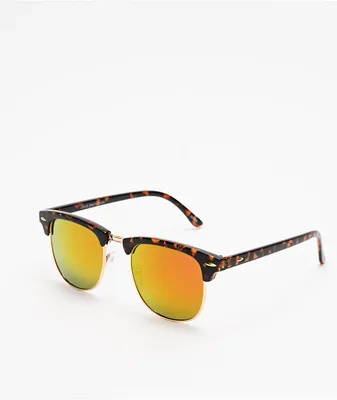 Tortoise, Gold & Red Browline Sunglasses