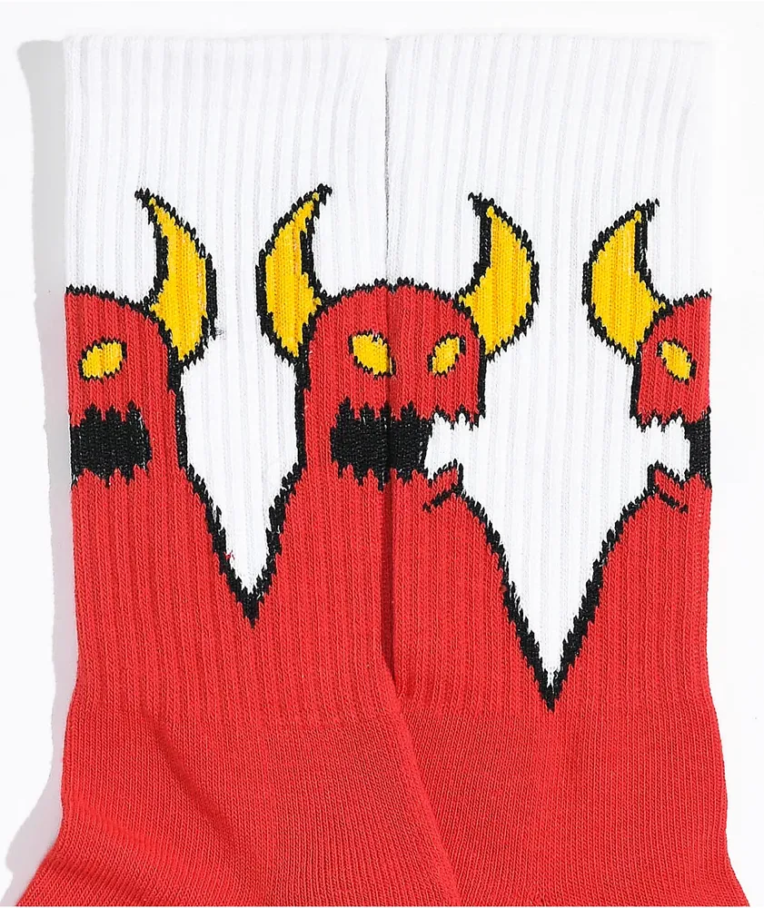Toy Machine Sketchy Monster Red & White Crew Socks