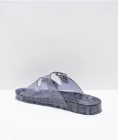 Trillium Amar Black Glitter Slide Sandals