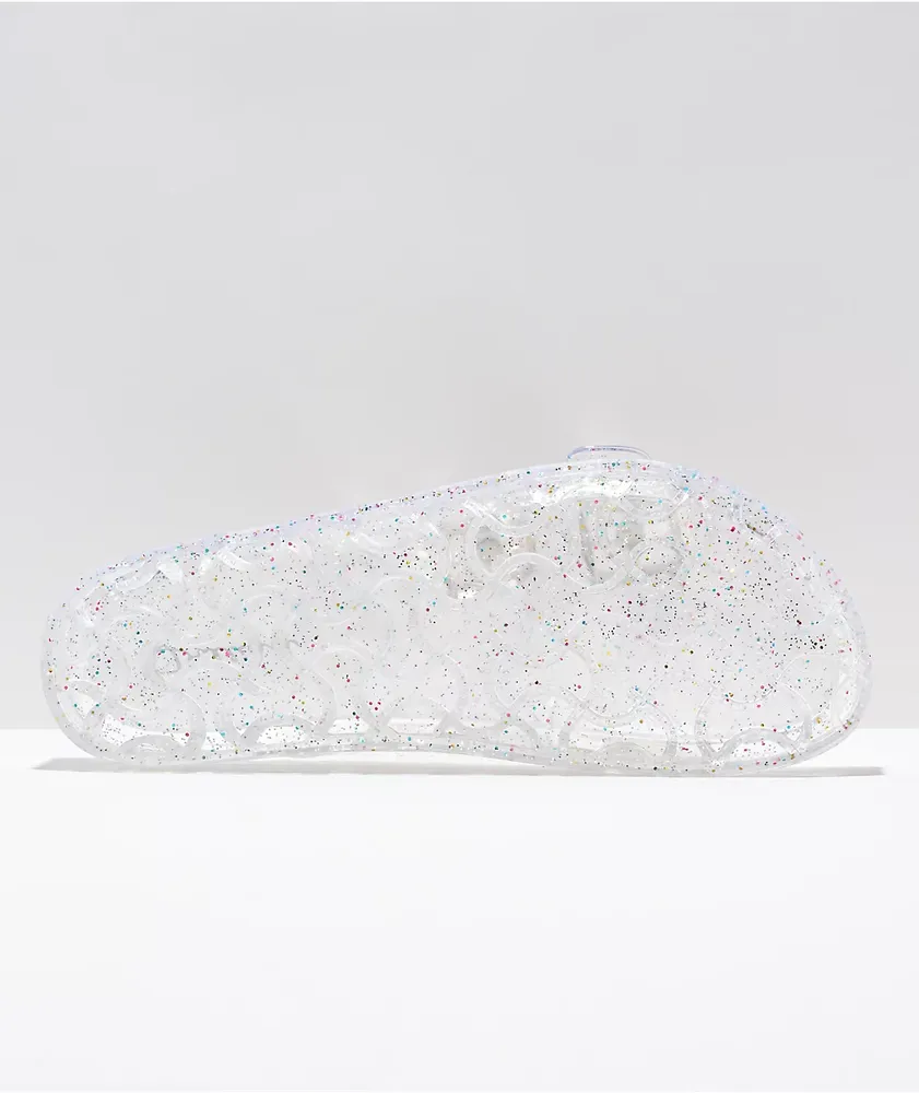 Trillium Amar Clear Glitter Slide Sandals