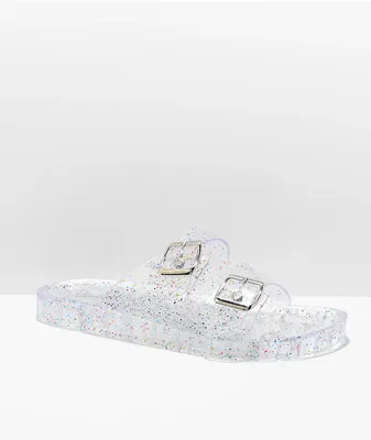 Trillium Amar Clear Glitter Slide Sandals