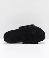 Trillium Black Fur Slide Sandals