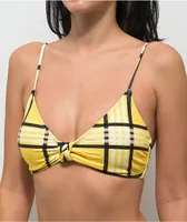 Trillium Cher Yellow & Black Plaid Triangle Bikini Top