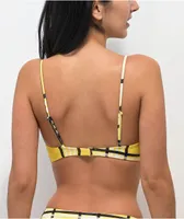 Trillium Cher Yellow & Black Plaid Triangle Bikini Top