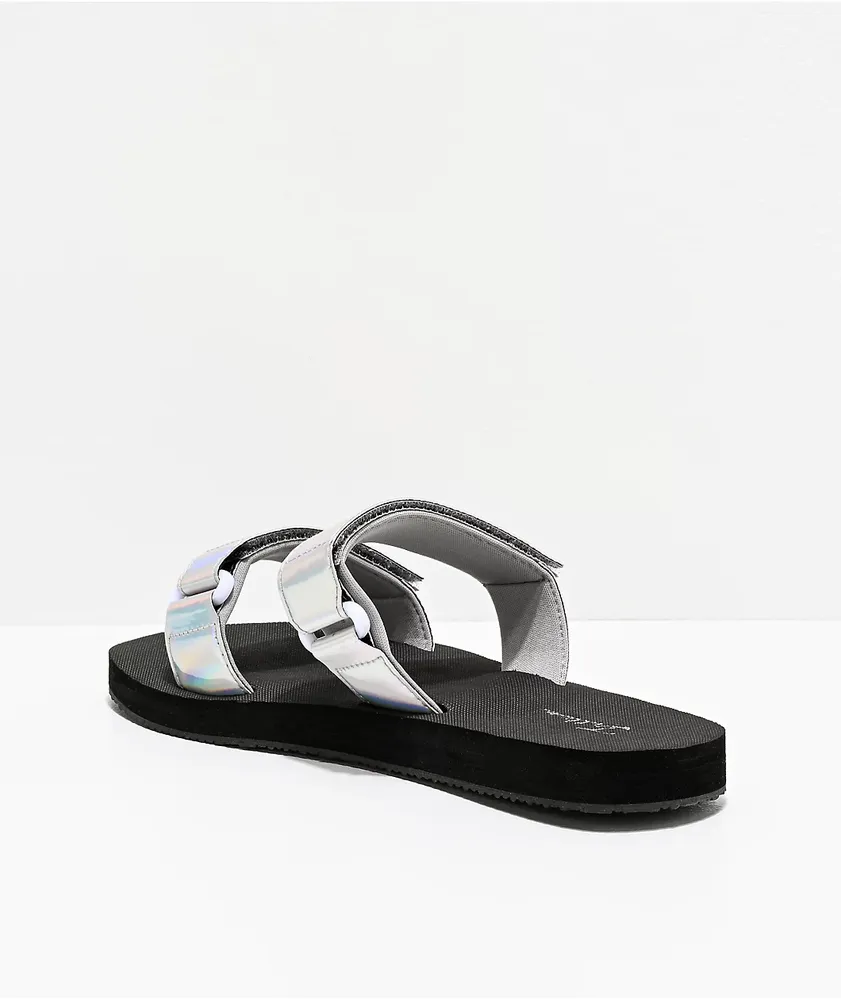 Trillium Iridescent Silver Two Strap Sandals