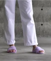 Trillium Lavender Fur Slide Sandals