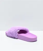 Trillium Lavender Fur Slide Sandals