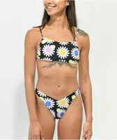 Trillium Lizzie Daisy Black Bandeau Bikini Top