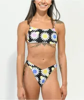 Trillium Lizzie Daisy Black High Leg Bikini Bottom