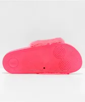 Trillium Neon Pink Fur Slide Sandals