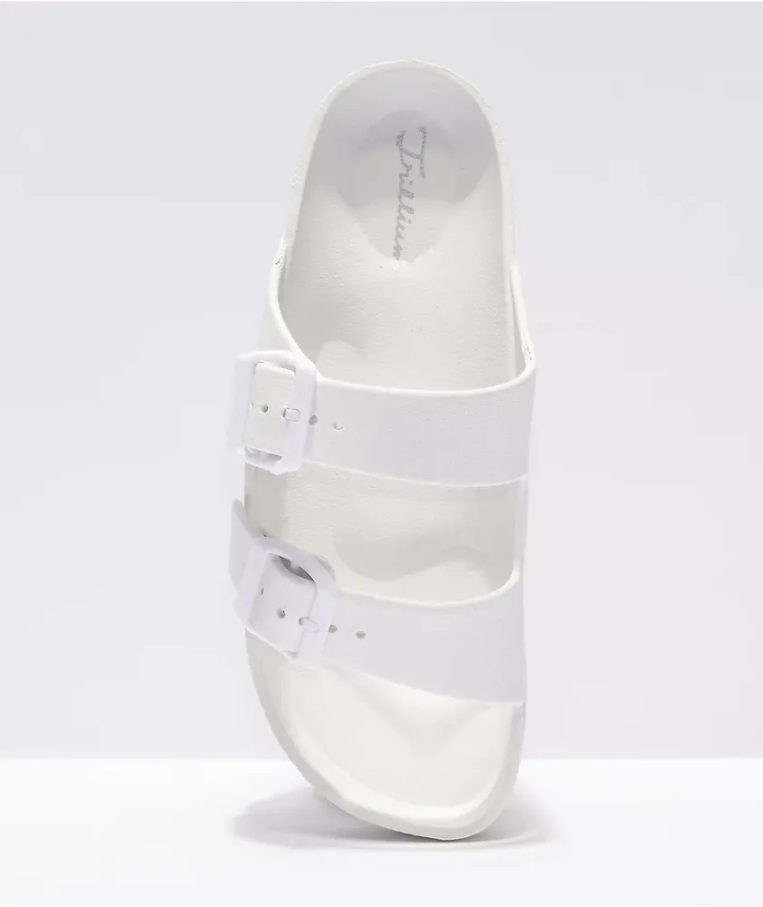 Trillium White 2 Strap Slide Sandals
