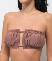 Trillium Zoey Brown Square Scrunch Bandeau Bikini Top