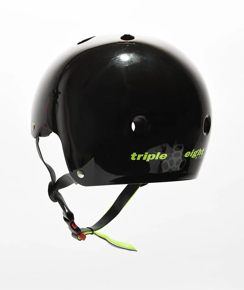 Triple Eight Dual Certified Black Zest Gloss Skateboard Helmet