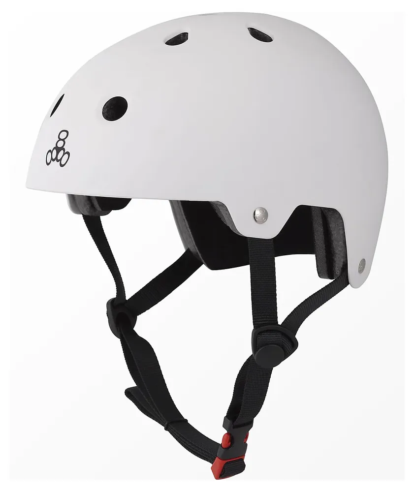 Triple Eight Dual Certified White Rubber Skateboard Helmet