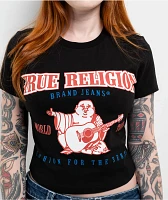 True Religion Anniversary Buddha Logo Black Crop T-Shirt