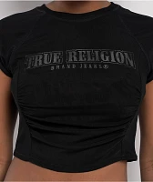 True Religion Arched Logo Black Mesh Top