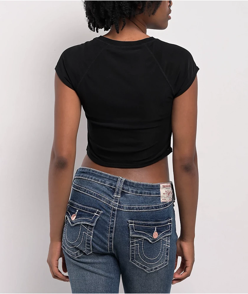 True Religion Arched Logo Black Mesh Top