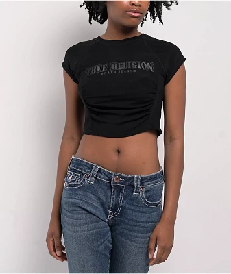 True Religion Arched Logo Black Mesh Top