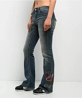 True Religion Becca Crystal Tattoo Dark Wash Mid Rise Bootcut Jeans