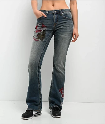 True Religion Becca Crystal Tattoo Dark Wash Mid Rise Bootcut Jeans